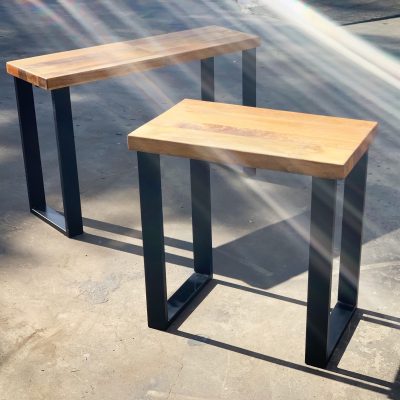 Two modern side tables furniture wood and metal